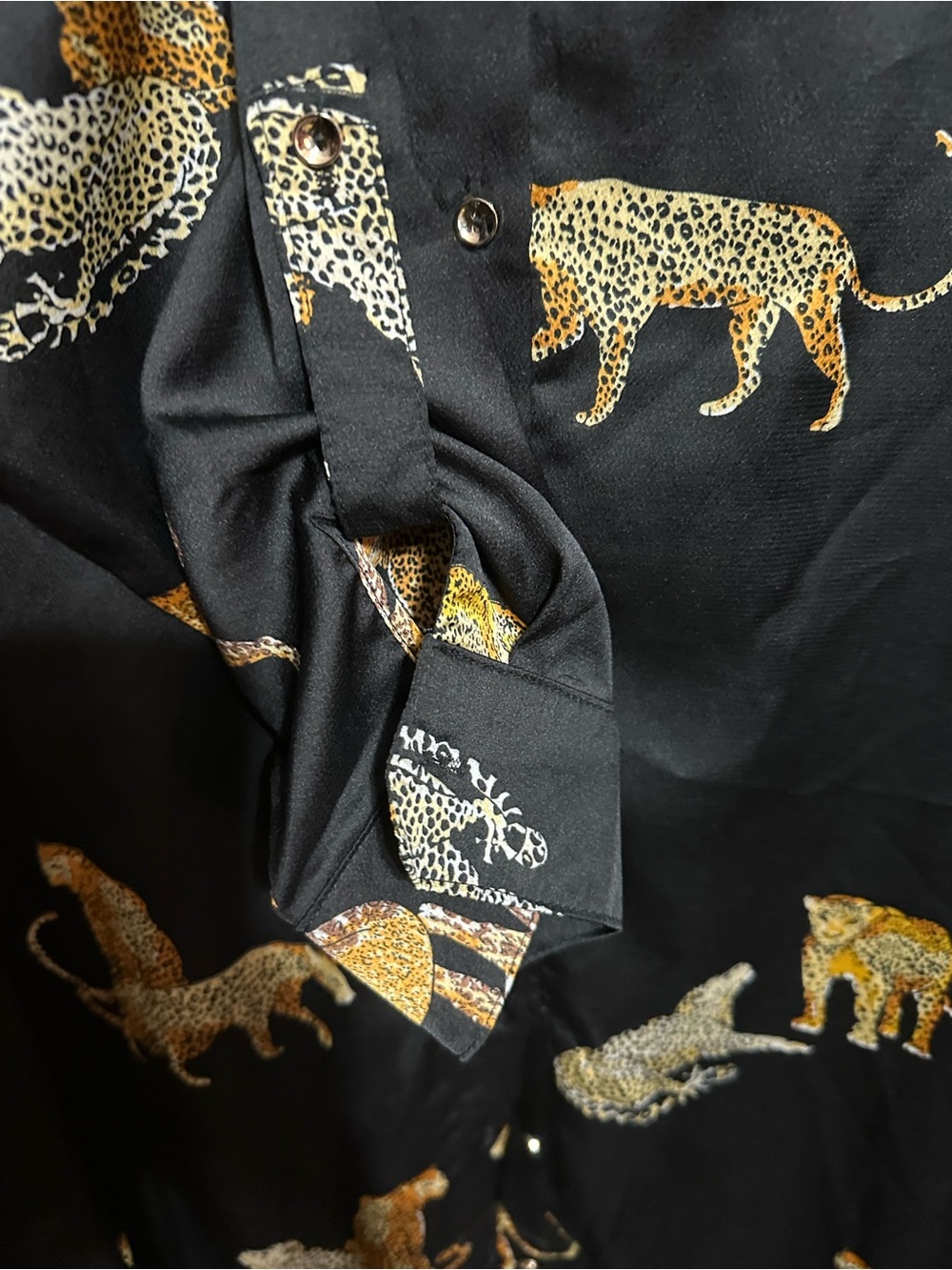 Umgee Black Shirt Dress with  Leopard Print Size L - Picture 7 of 9